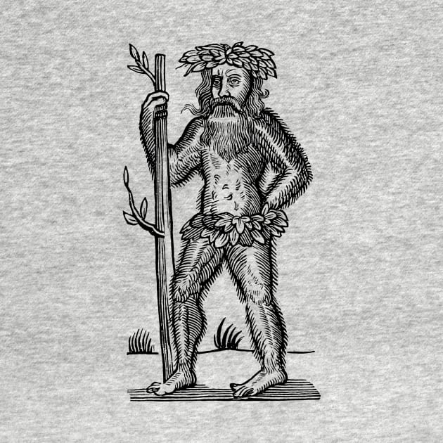 Wild Man or Green Man Medieval Woodcut by Pixelchicken